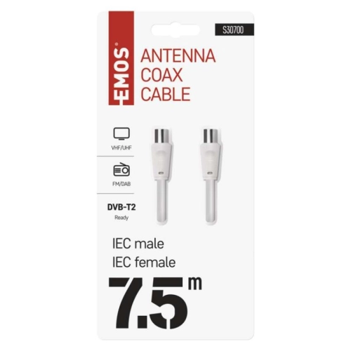 Anténní koaxiální kabel EMOS S30700 7,5m rovné koncovky (obrázek 4)