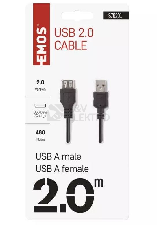 Obrázek produktu USB kabel EMOS 2.0 A–A 2m S70201 1