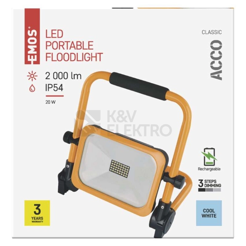 Obrázek produktu Přenosný nabíjecí LED reflektor 20W EMOS ACCO ZS2822 9