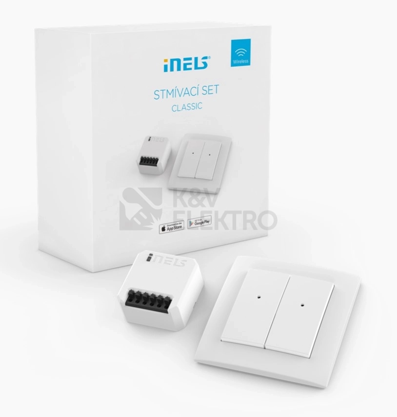Obrázek produktu Bezdrátový stmívací set INELS Elko EP WLDC-14-W CLASSIC 8300 (RFWB-40/G + RFDEL-71B-SL) 0
