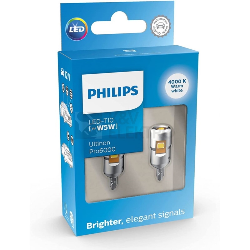 Obrázek produktu  Autožárovky Philips LED W5W Ultinon Pro6000 SI 11961WU60X2 W2,1x9,5d 12V set 2ks 0