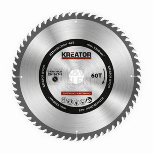 Pilový kotouč na dřevo 254mm 60T KREATOR KRT020428