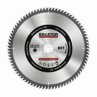 Obrázek produktu Pilový kotouč na dřevo 254mm 80T KREATOR KRT020429 0