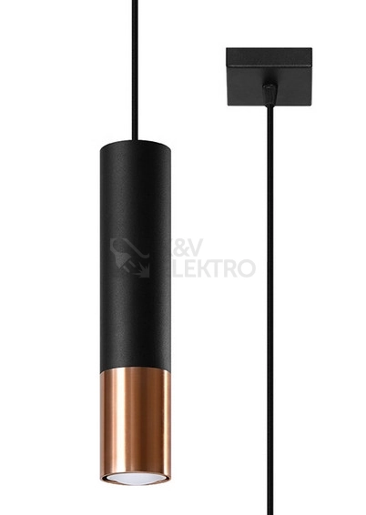 Obrázek produktu Lustr SOLLUX Loopez 1 GU10 1x40W bez zdroje SL.0946 černá/měď 0
