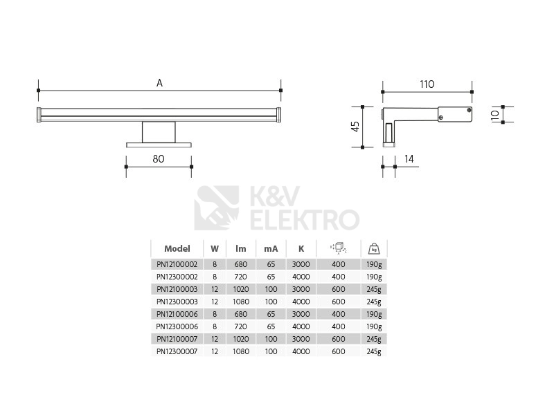 Obrázek produktu Koupelnové LED svítidlo nad zrcadlo Panlux ARVEN PN12300006 8W IP44 4000K černá 2