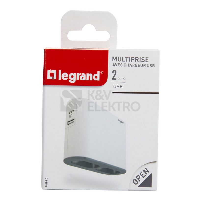 Obrázek produktu Nabíječka USB A+C rozdvojka 2x2P Legrand 49401 bílá/tmavě šedá 3