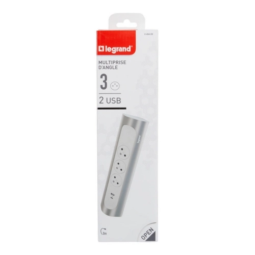 Trojzásuvka rohový blok s USB A+C bez kabelu Legrand 49409 bílá/hliník (obrázek 5)