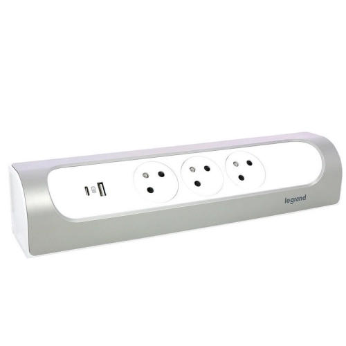 Trojzásuvka rohový blok s USB A+C bez kabelu Legrand 49409 bílá/hliník (obrázek 4)