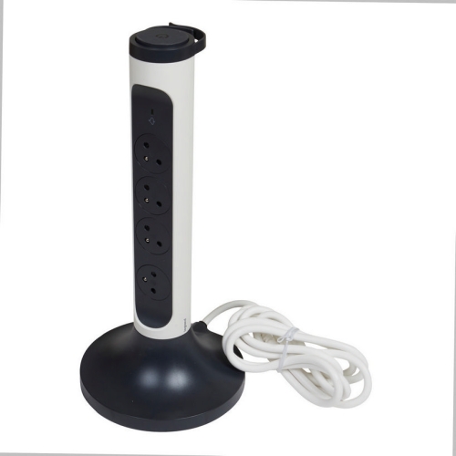 Zásuvkový sloupek 4zásuvky 2m přepěťová ochrana Legrand 49410 bílá/tmavě šedá