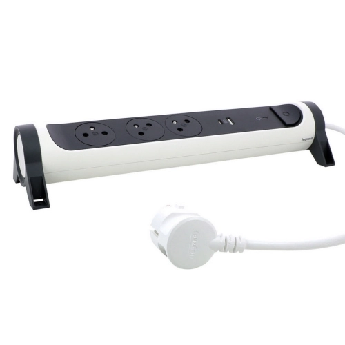 Prodlužovací kabel 1,5m 3zásuvky USB A+C přepěťová ochrana Legrand 49416 bílá/tmavě šedá (obrázek 3)
