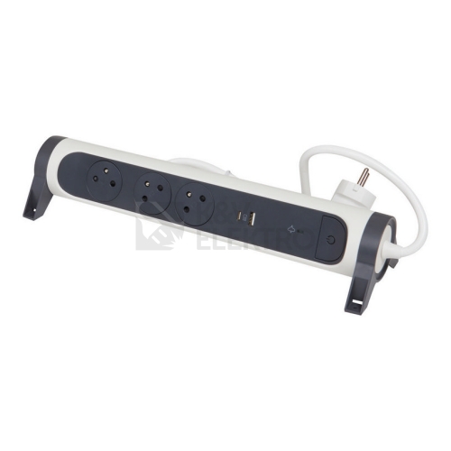 Prodlužovací kabel 1,5m 3zásuvky USB A+C přepěťová ochrana Legrand 049416 bílá/tmavě šedá