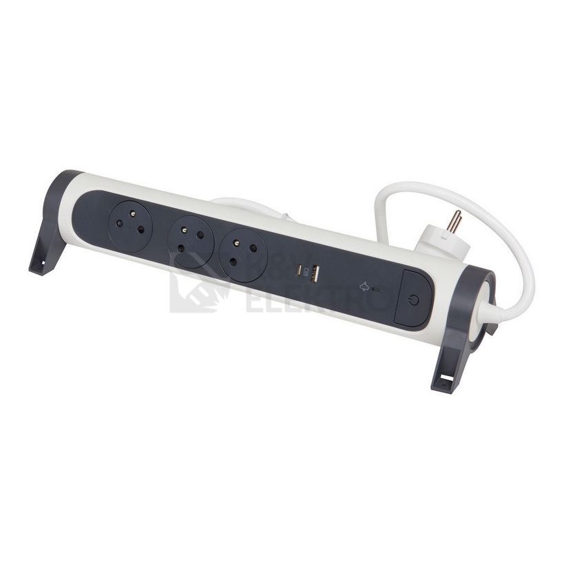 Obrázek produktu Prodlužovací kabel 1,5m 3zásuvky USB A+C přepěťová ochrana Legrand 49416 bílá/tmavě šedá 0