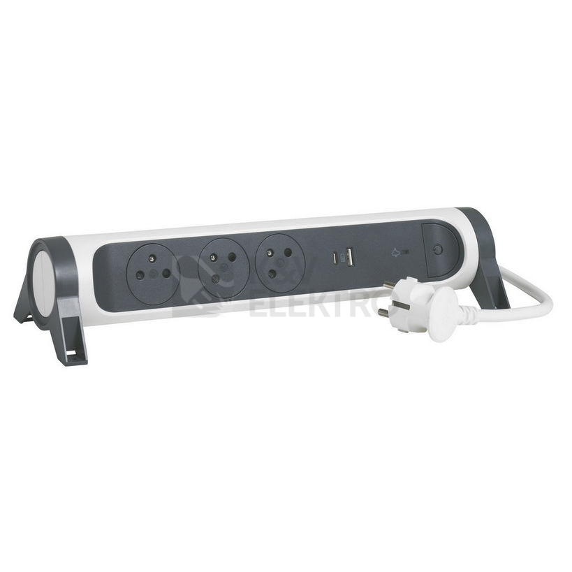Obrázek produktu Prodlužovací kabel 1,5m 3zásuvky USB A+C přepěťová ochrana Legrand 49416 bílá/tmavě šedá 3