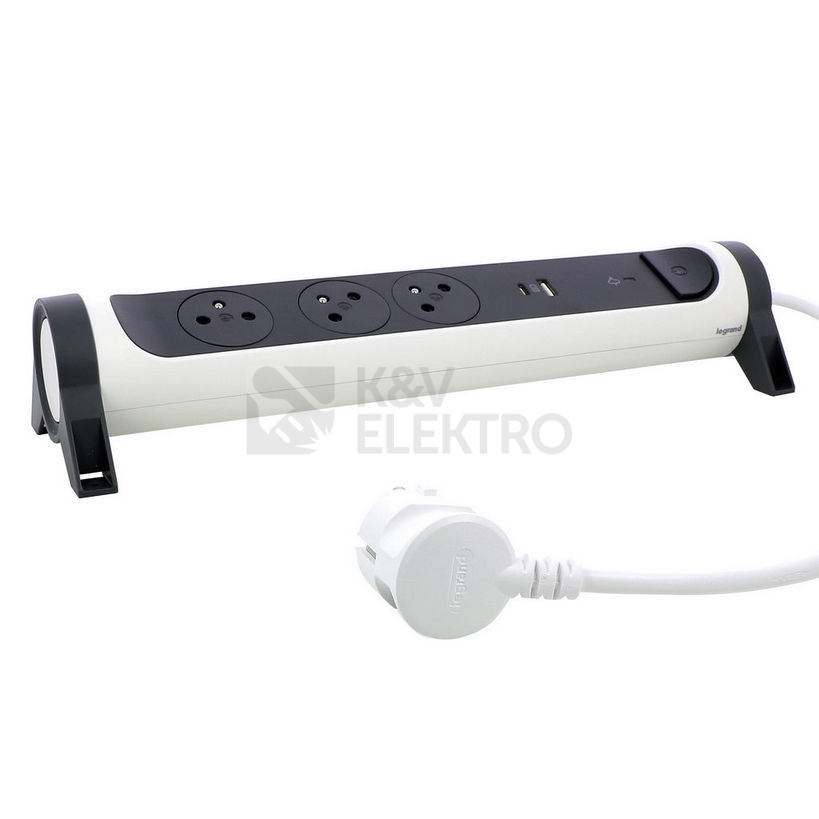 Obrázek produktu Prodlužovací kabel 1,5m 3zásuvky USB A+C přepěťová ochrana Legrand 49416 bílá/tmavě šedá 4