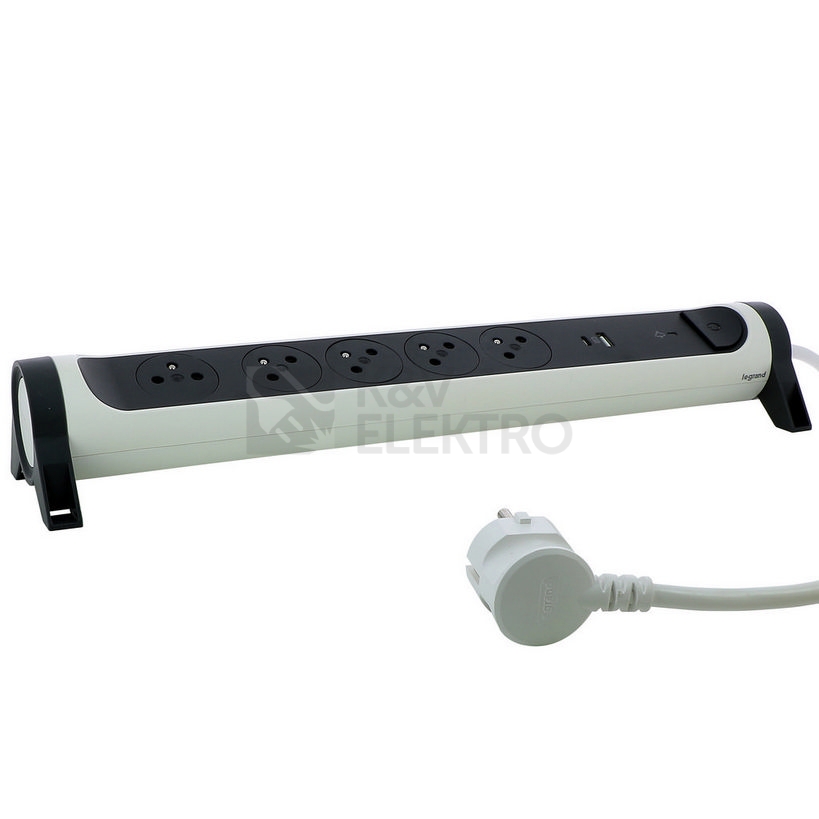 Obrázek produktu Prodlužovací kabel 1,5m 5zásuvek USB A+C přepěťová ochrana Legrand 49420 bílá/tmavě šedá 4