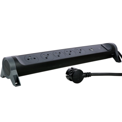 Prodlužovací kabel 1,5m 5zásuvek USB A+C přepěťová ochrana Legrand 49428 černá/tmavě šedá (obrázek 5)