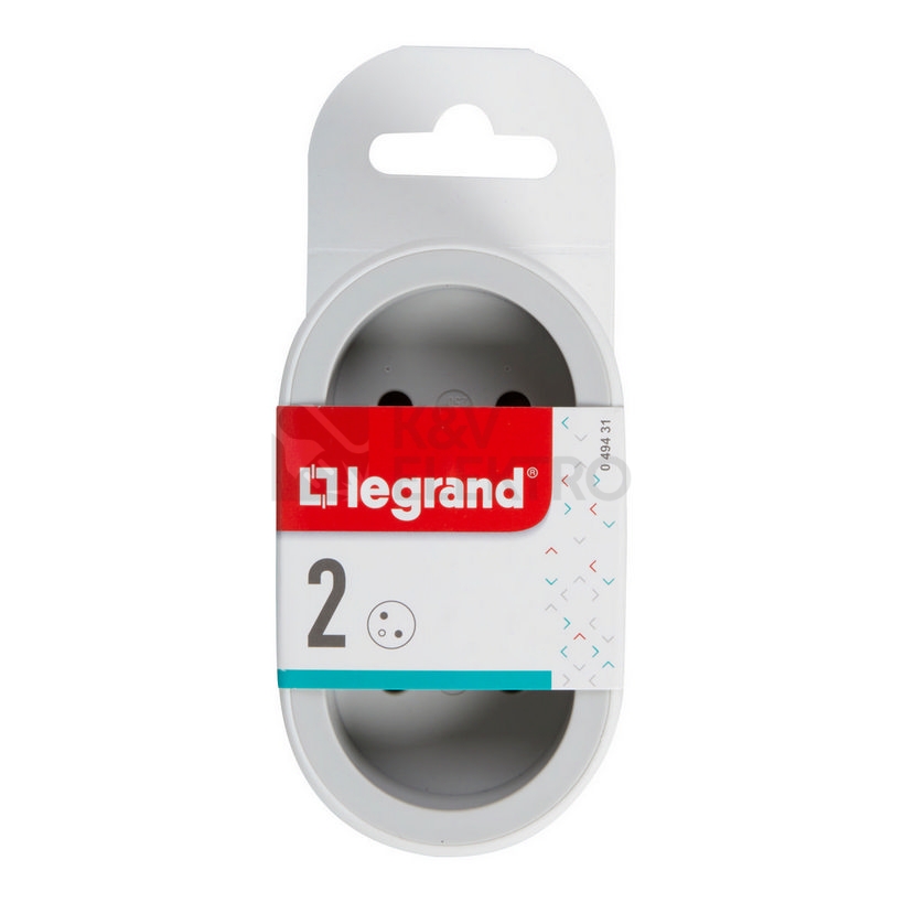 Obrázek produktu Rozdvojka 2x2P+T Legrand 49431 bílá/světle šedá 1