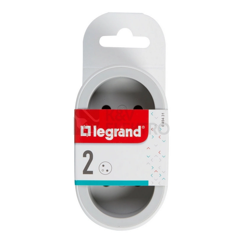 Obrázek produktu Rozdvojka 2x2P+T Legrand 49431 bílá/světle šedá 3