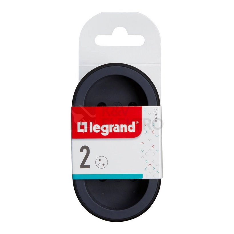 Obrázek produktu Rozdvojka 2x2P+T Legrand 49432 černá/tmavě šedá 1