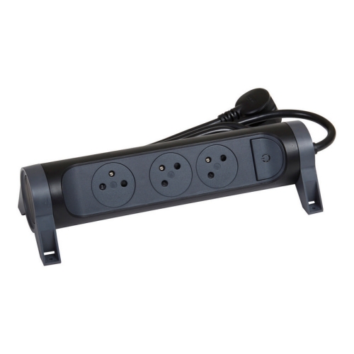 Prodlužovací kabel 1,5m 3zásuvky s vypínačem Legrand 49445 černá/tmavě šedá