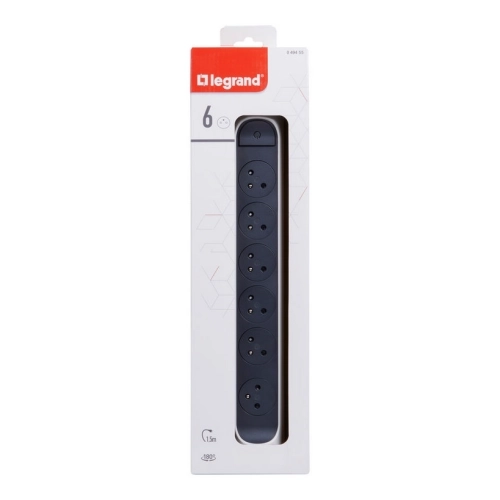 Prodlužovací kabel 1,5m 6zásuvek s vypínačem Legrand 49455 bílá/tmavě šedá (obrázek 5)