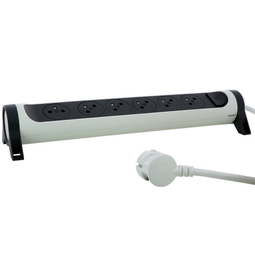 Prodlužovací kabel 1,5m 6zásuvek s vypínačem Legrand 49455 bílá/tmavě šedá