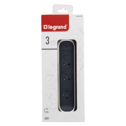 Prodlužovací kabel 3m 3zásuvky s vypínačem Legrand 49458 bílá/tmavě šedá (obrázek 8)