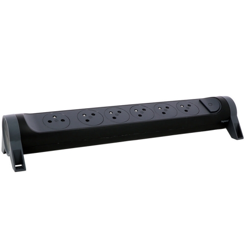 Šestizásuvka bez kabelu s vypínačem Legrand 49469 černá/tmavě šedá