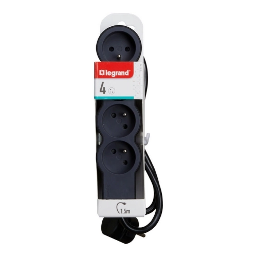 Prodlužovací kabel 1,5m 4zásuvky Legrand 49478 černá/tmavě šedá (obrázek 3)