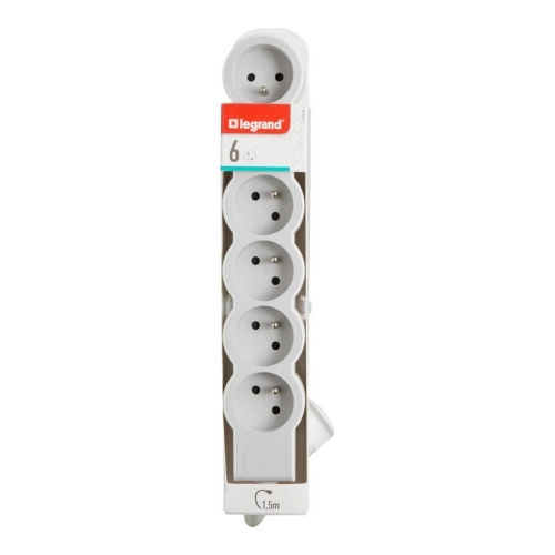 Prodlužovací kabel 1,5m 6zásuvek Legrand 49485 bílá/světle šedá (obrázek 3)