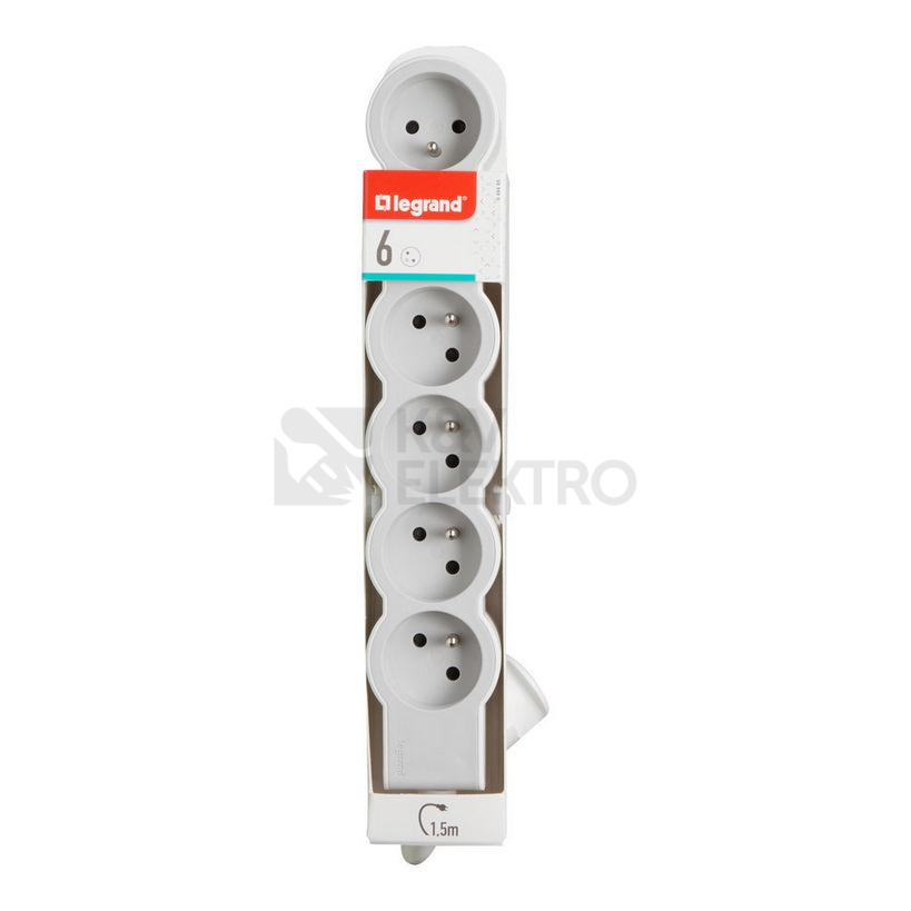 Obrázek produktu Prodlužovací kabel 1,5m 6zásuvek Legrand 49485 bílá/světle šedá 2