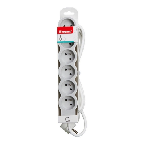 Prodlužovací kabel 3m 6zásuvek Legrand 49494 bílá/světle šedá (obrázek 3)