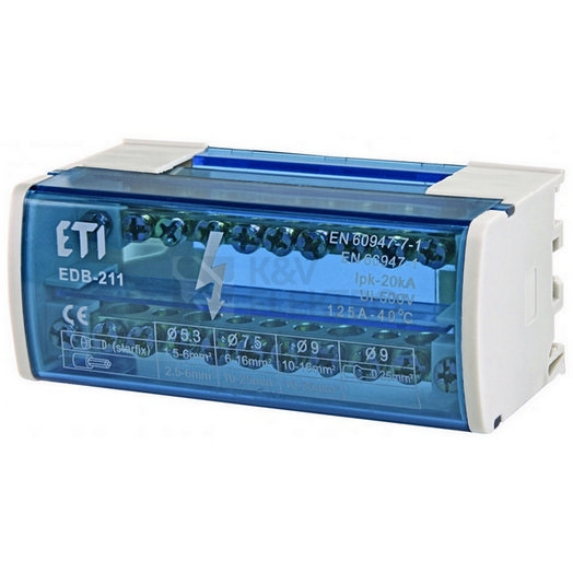 Obrázek produktu Distribuční svorkovnice 2-pólová ETI EDB-211 001102301 0