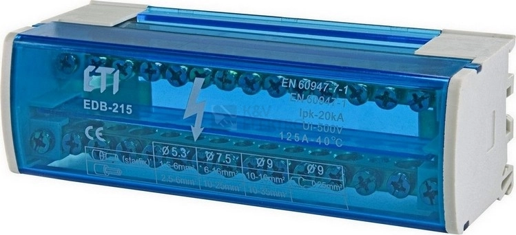 Obrázek produktu Distribuční svorkovnice 2-pólová ETI EDB-215 001102302 0