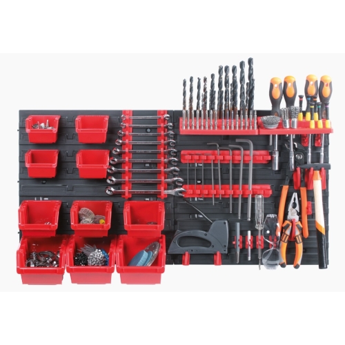 Závěsný panel s 10 boxy a 22 držáky na nářadí KISTENBERG ORDERLINE 800x165x400mm KOR4-S411/3020