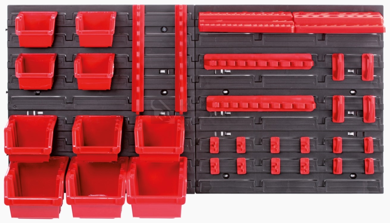 Obrázek produktu Závěsný panel s 10 boxy a 22 držáky na nářadí KISTENBERG ORDERLINE 800x165x400mm KOR4-S411/3020 0