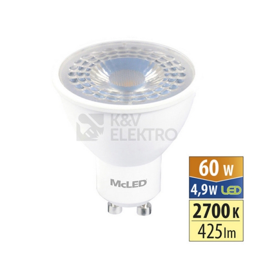 LED žárovka GU10 McLED 4,9W (60W) teplá bílá (2700K), reflektor 38° ML-312.167.87.0
