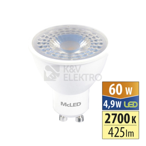 LED žárovka GU10 McLED 4,9W (60W) teplá bílá (2700K), reflektor 38° ML-312.167.87.0