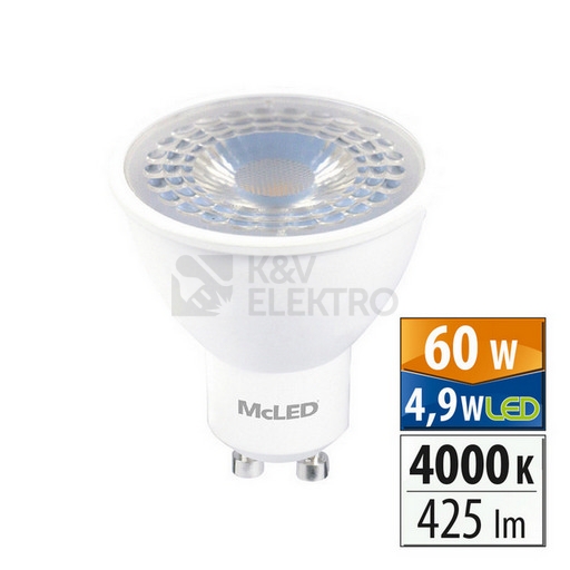 Obrázek produktu LED žárovka GU10 McLED 4,9W (60W) neutrální bílá (4000K), reflektor 38° ML-312.168.87.0 0