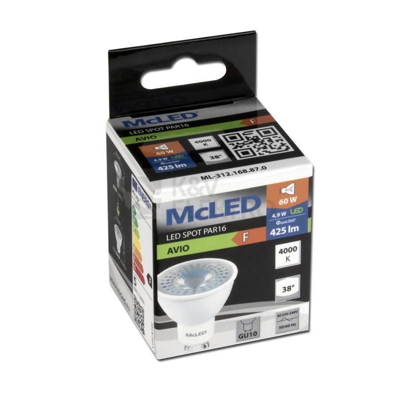 Obrázek produktu LED žárovka GU10 McLED 4,9W (60W) neutrální bílá (4000K), reflektor 38° ML-312.168.87.0 4
