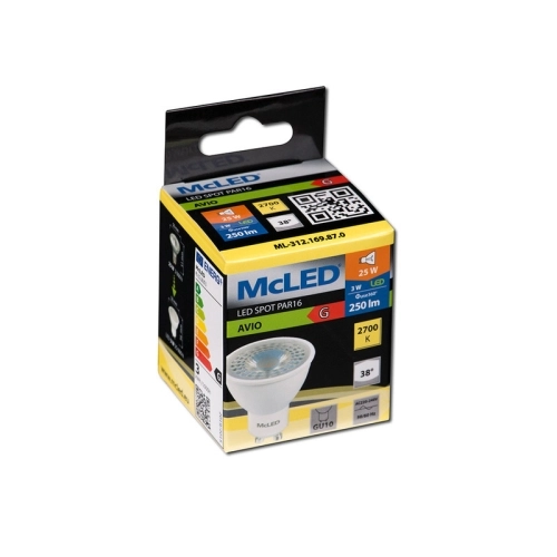 LED žárovka GU10 McLED 3W (25W) teplá bílá (2700K), reflektor 38° ML-312.169.87.0 (obrázek 3)