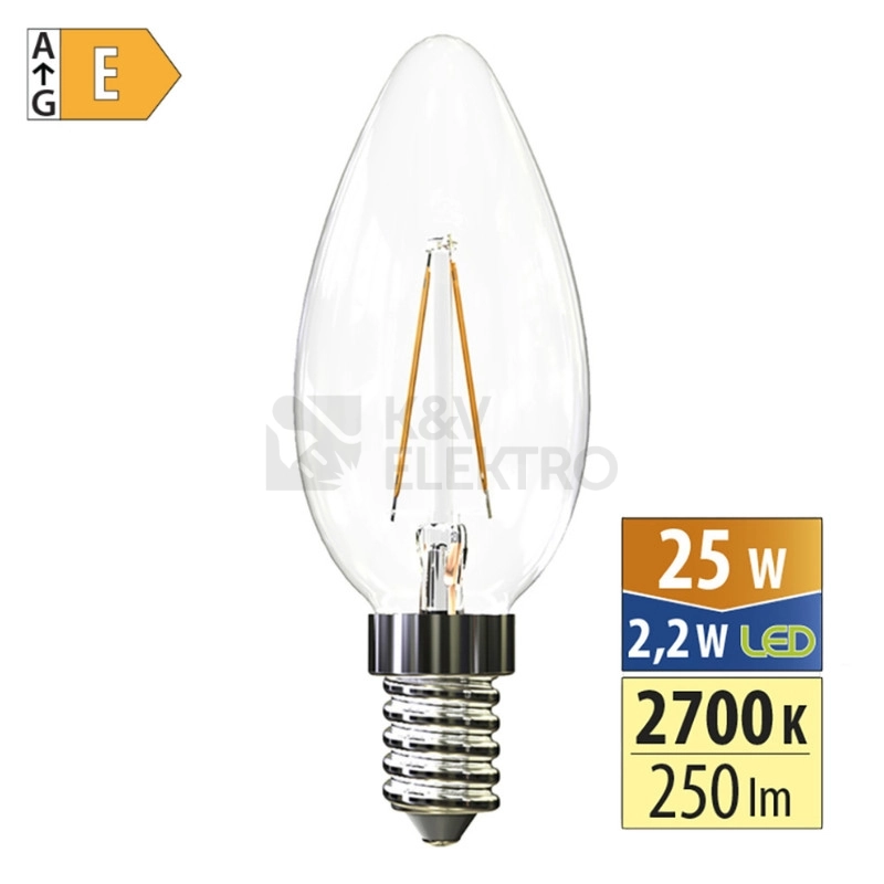 Obrázek produktu LED žárovka E14 McLED 2,2W (25W) teplá bílá (2700K) svíčka ML-323.031.87.0 0