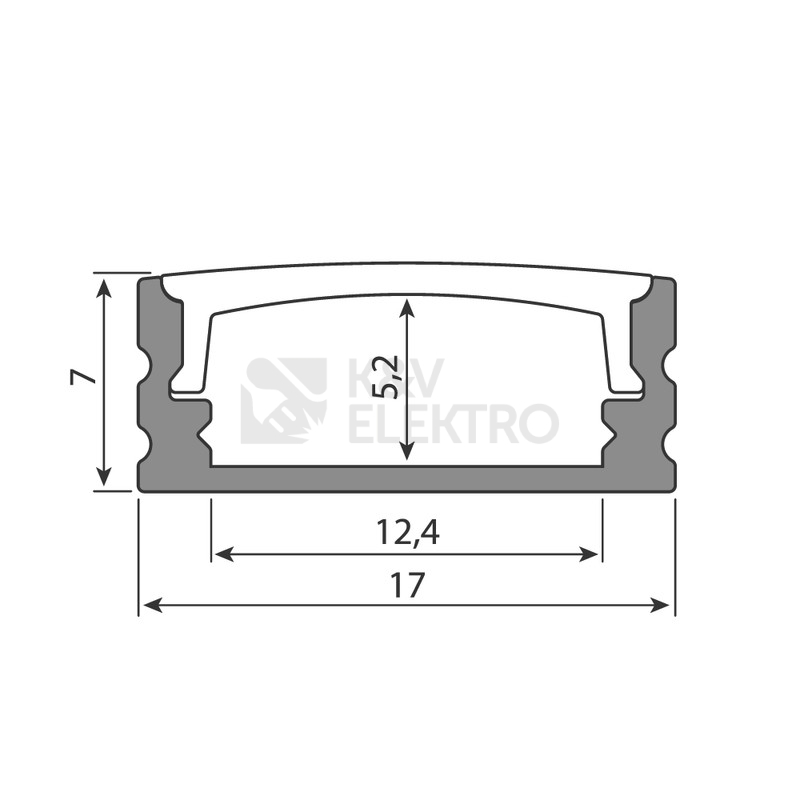 Obrázek produktu Přisazený hliníkový profil McLED PH2 17x8mm včetně mléčného difuzoru 1m ML-761.021.74.1 6