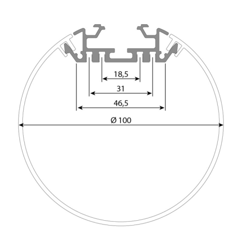 Závěsný hliníkový profil McLED ZK Ø 100mm vč. mléčného difuzoru 2m ML-761.032.43.2