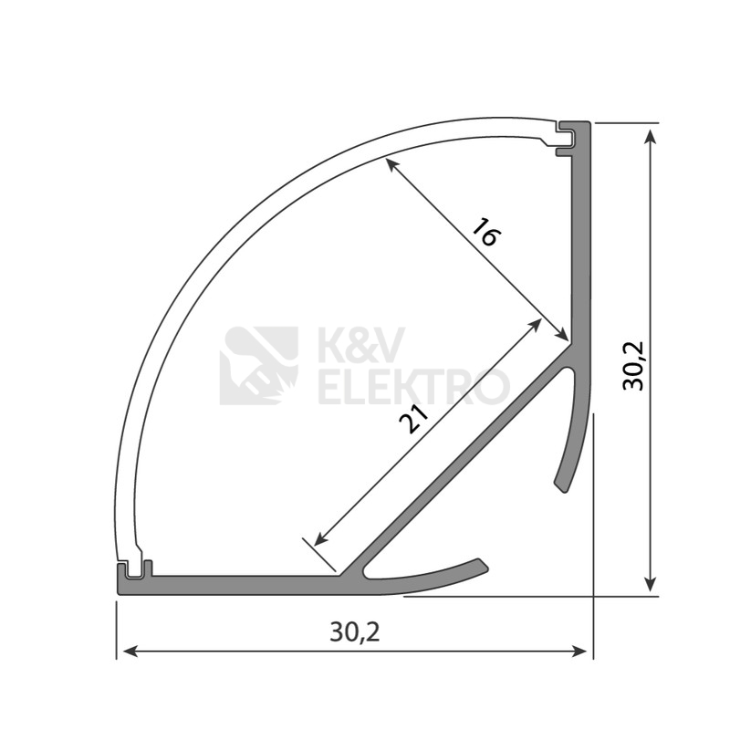 Obrázek produktu Rohový hliníkový profil McLED RL2 30x30mm včetně mléčného difuzoru 2m ML-761.057.74.2 5