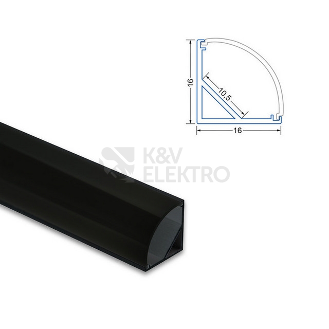 Obrázek produktu Rohový hliníkový profil černý McLED RS2 16x16mm s černým diruzorem 1m ML-761.312.43.1 3