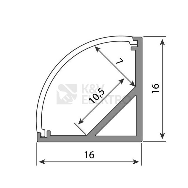 Obrázek produktu Rohový hliníkový profil černý McLED RS2 16x16mm s černým diruzorem 1m ML-761.312.43.1 7