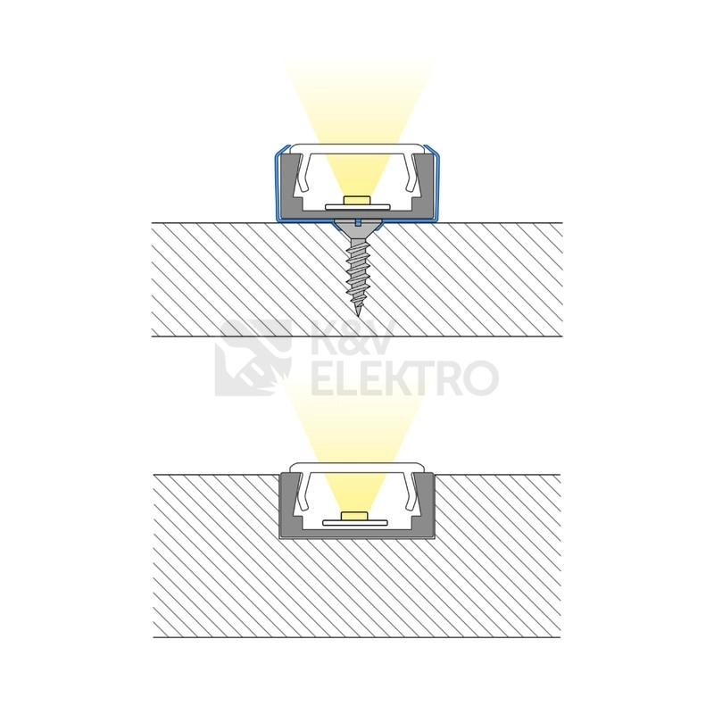 Obrázek produktu Přisazený hliníkový profil bílý PG2 16x8mm s mléčným difuzorem 1m McLED ML-761.312.74.1 1