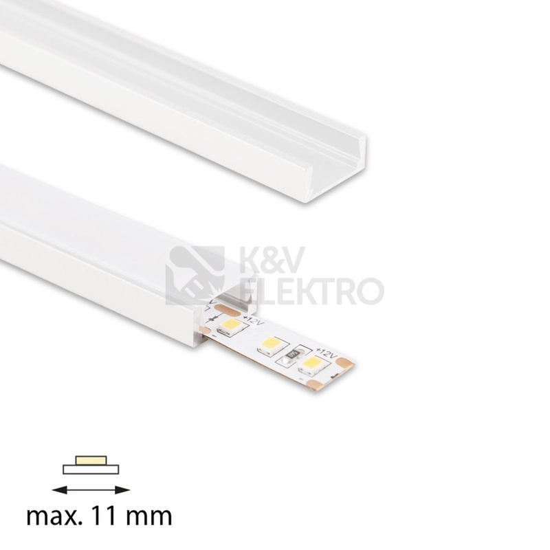 Obrázek produktu Přisazený hliníkový profil bílý PG2 16x8mm s mléčným difuzorem 1m McLED ML-761.312.74.1 4