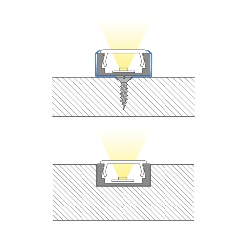 Přisazený hliníkový profil bílý PG2 16x8mm s mléčným difuzorem 2m McLED ML-761.312.74.2